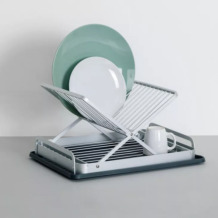 Egouttoir de cuisine pliant en aluminium (44 x 31 cm) Splash Gris