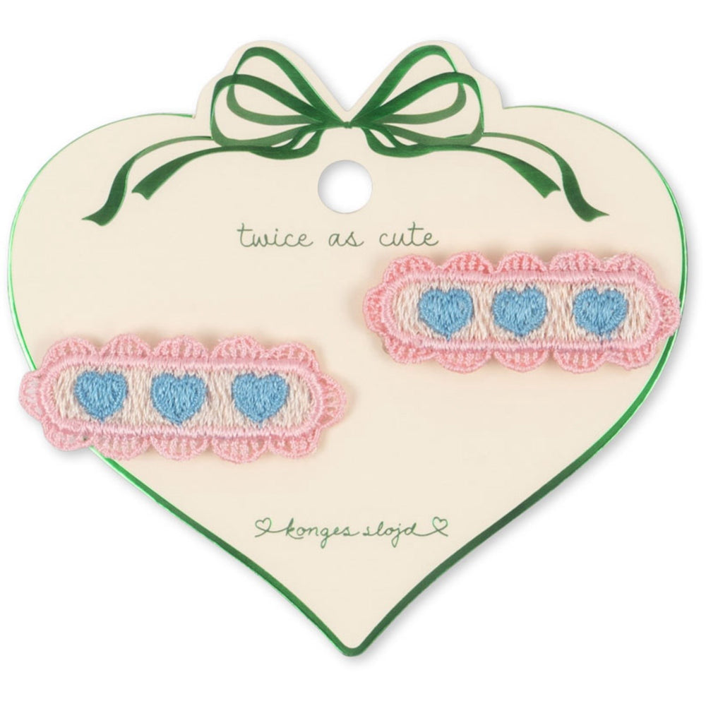 Køb Konges Sløjd Buttercream 2 Pak Heart Embroidery Hårspænder