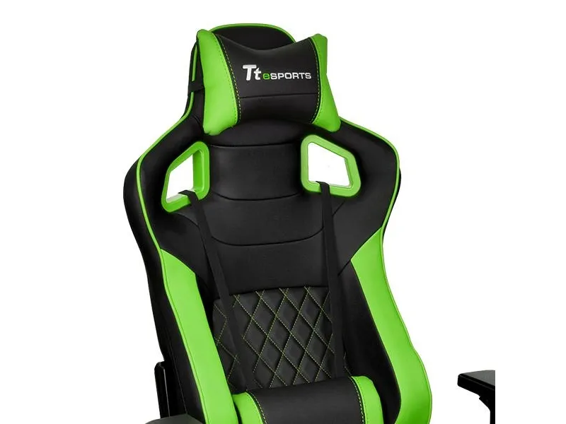 Ttesports GT-Fit 100 - Stol - armstøtter - T-formet - drejeled - aluminium, PVC, stål, kunstig læder, high-density skum - sort, grøn