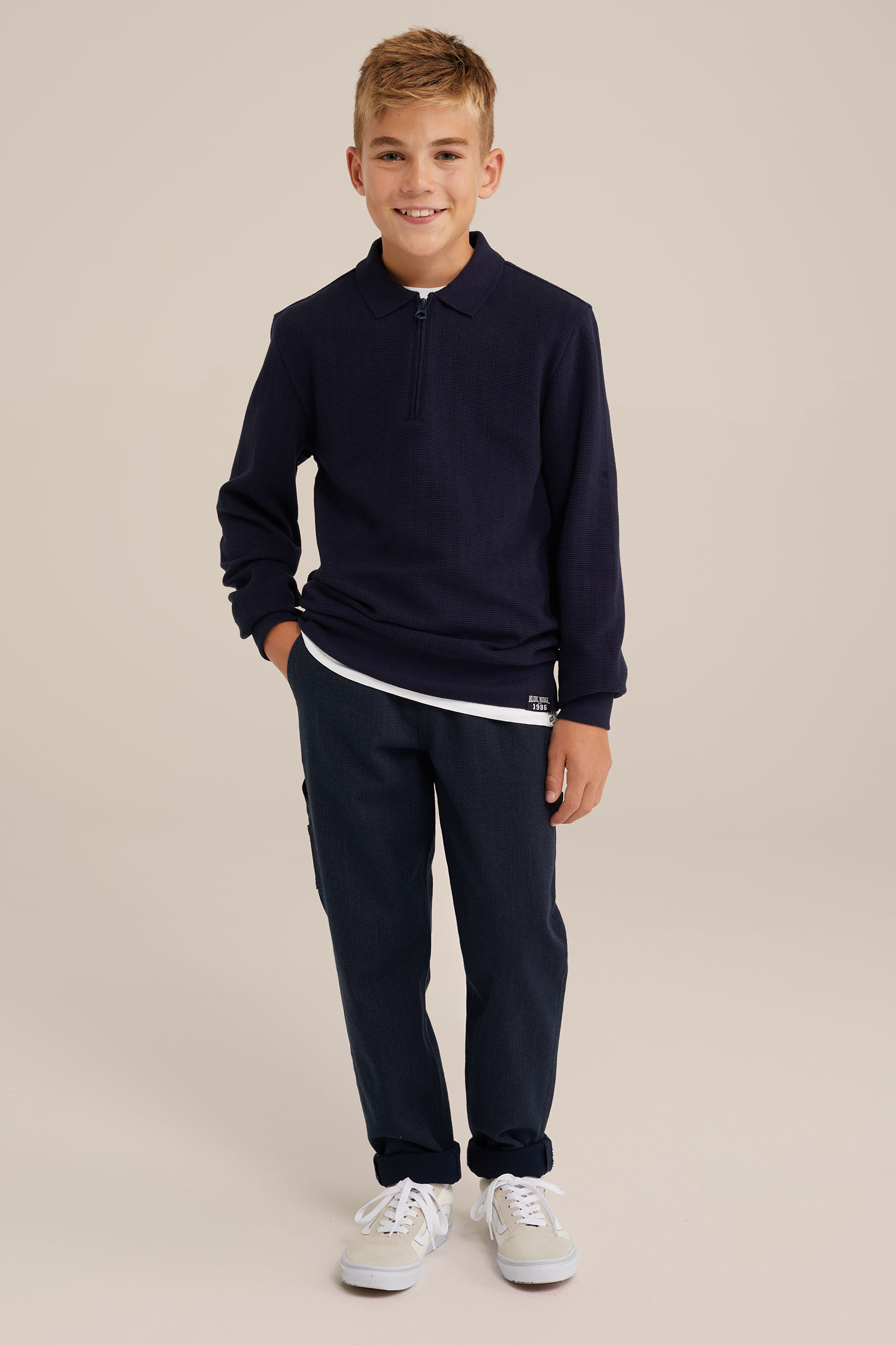 Jongens sweater met polokraag Blue Ridge Donkerblauw