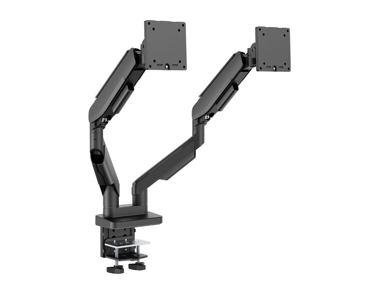 LC-Power Tischhalterung LC-EQ-A34B-D bis 20 kg – Schwarz Monitorarm für zwei Monitore bis zu 34