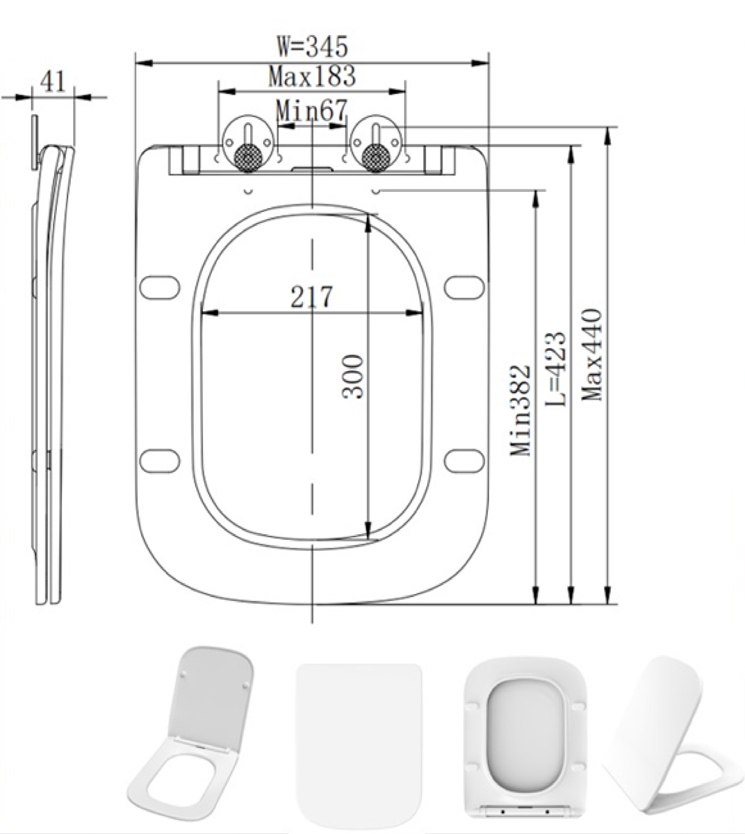 Eastbrook Beddington softclose toiletzitting wit glans