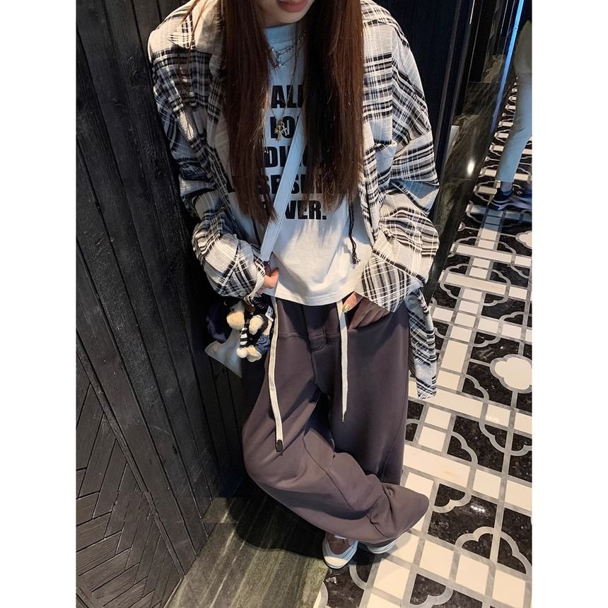 rinkoplan - Elastische taille, effen, wijde joggingbroek