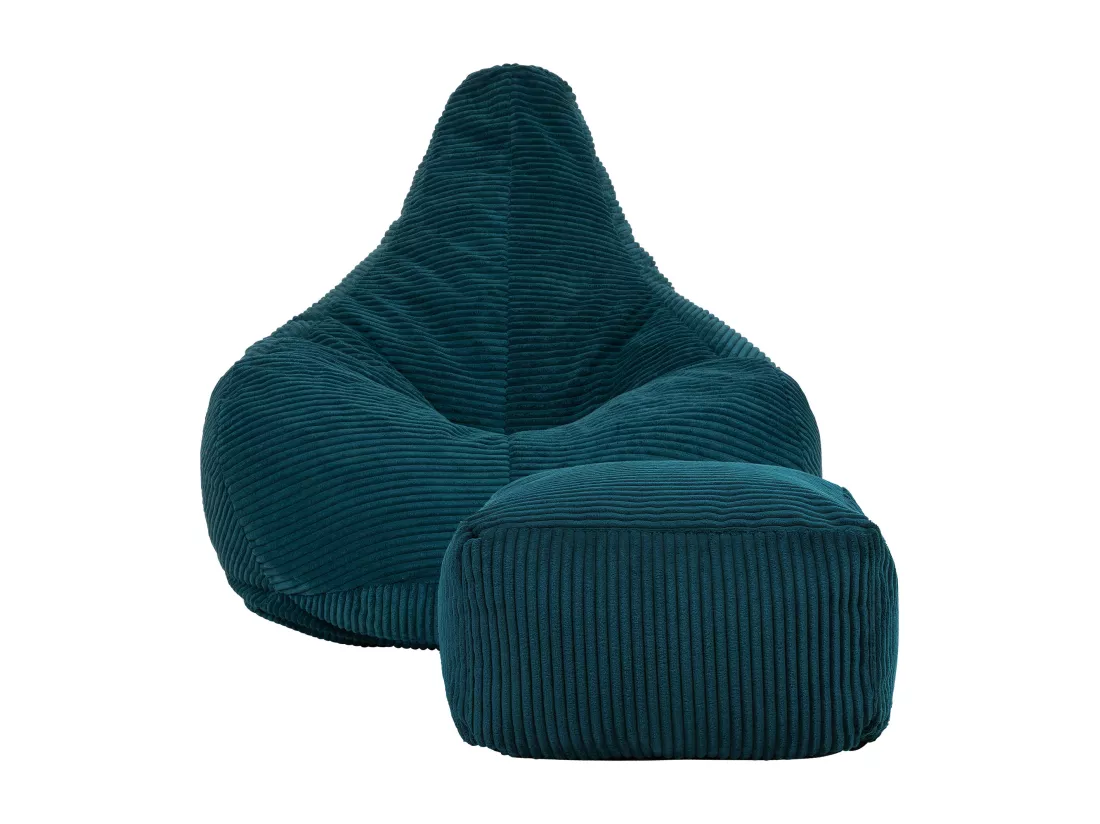 Pouf inclinable velours côtelé, bleu canard - DALTON