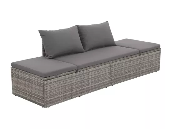 Lit de jardin Gris 195x60 cm Résine tressée
