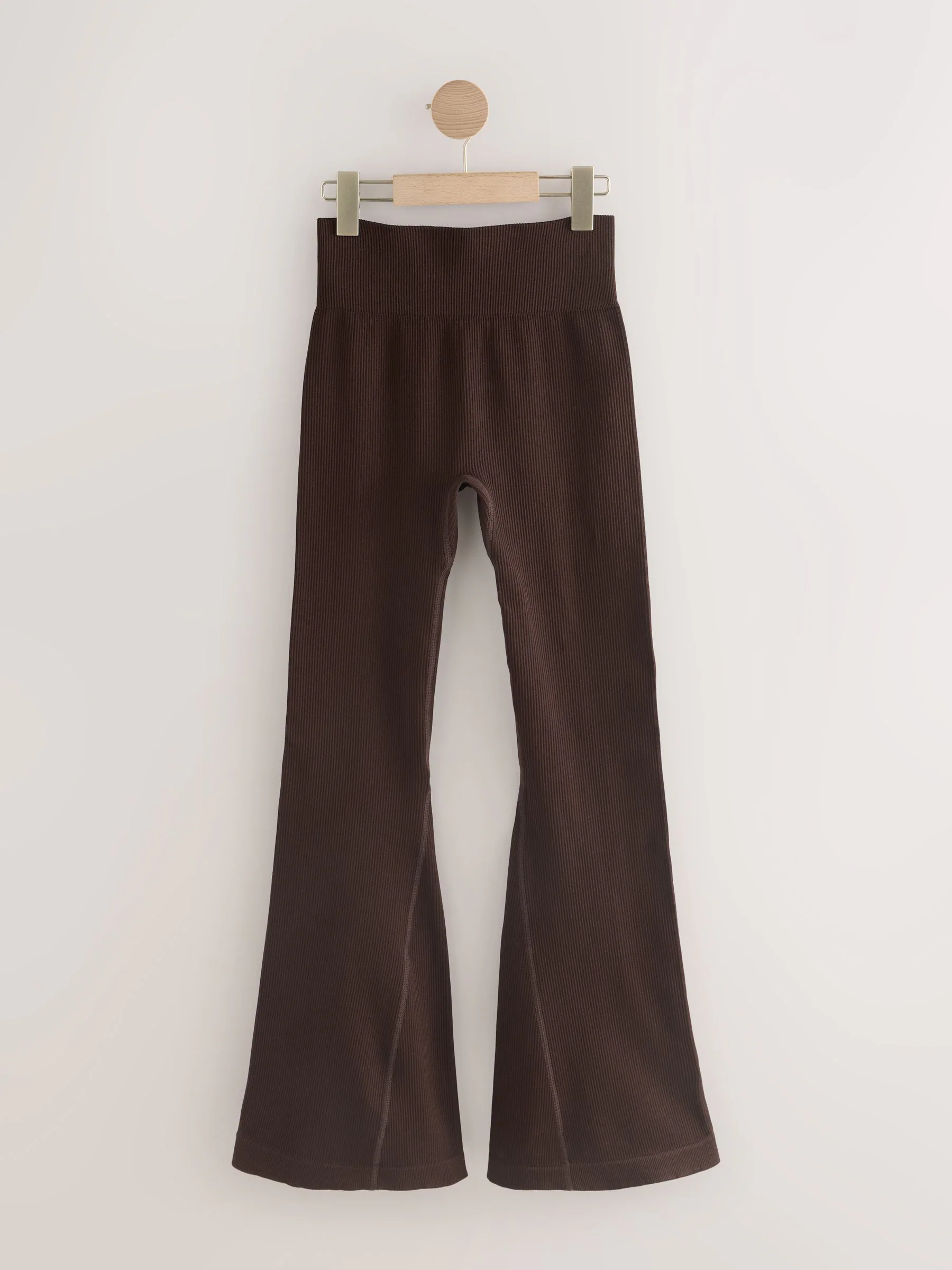Chocoladebruin - Geribbelde kickflare leggings