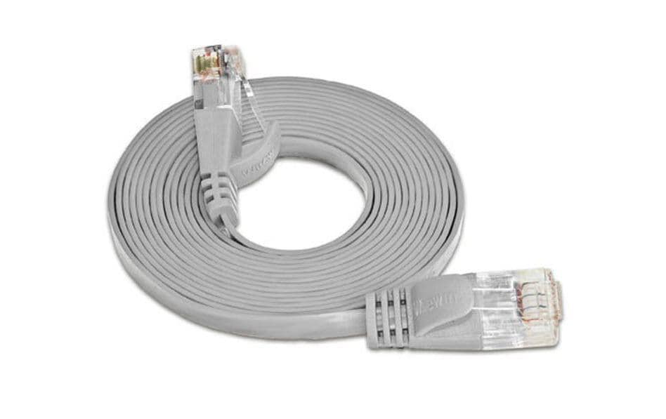 Slimpatchkabel RJ-45 - RJ-45, Cat 6, UTP, 25 m, GrauUnscreened/Unshielded Twisted-Pair-Kabel (UTP) mit Klinkenschutz