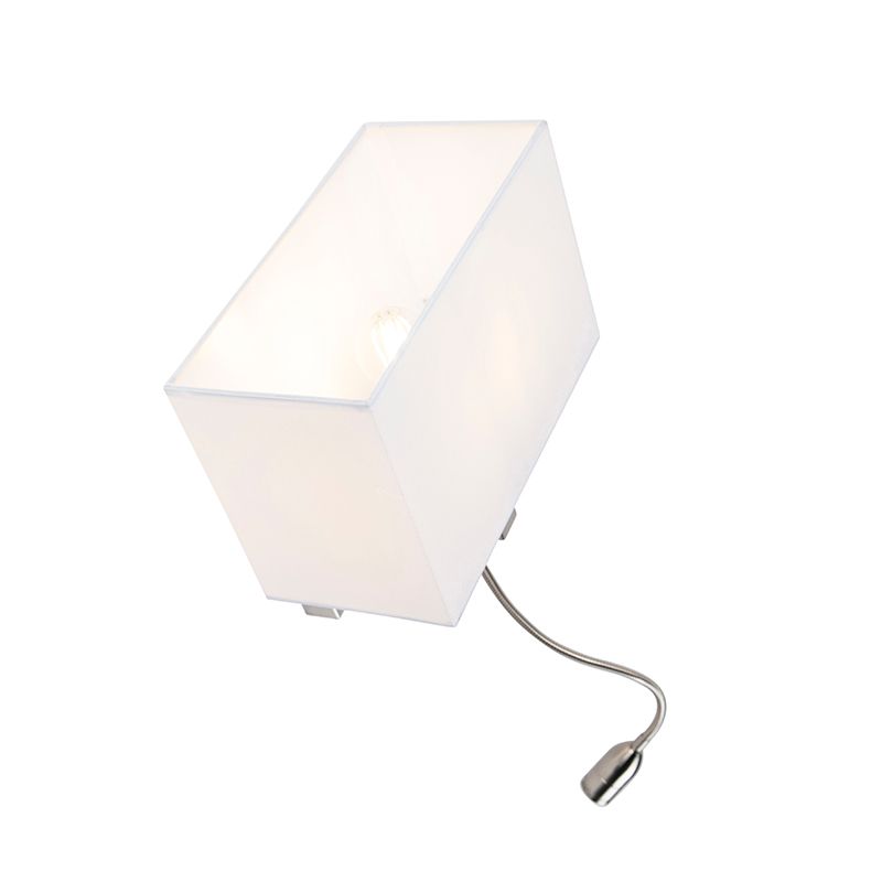 Smart Wandlamp staal met kap creme wit incl. Wifi P45 - Bergamo