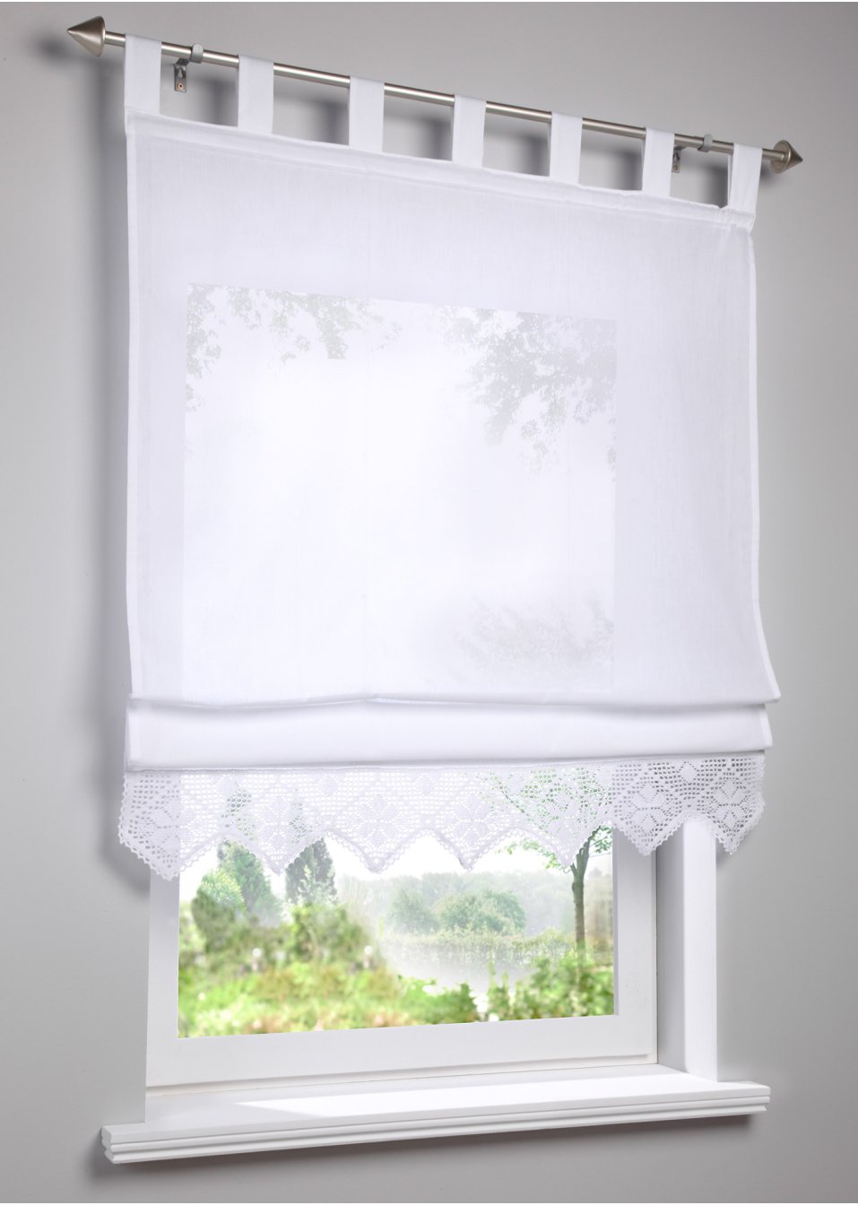 Store bateau semi-transparent avec bordure au crochet