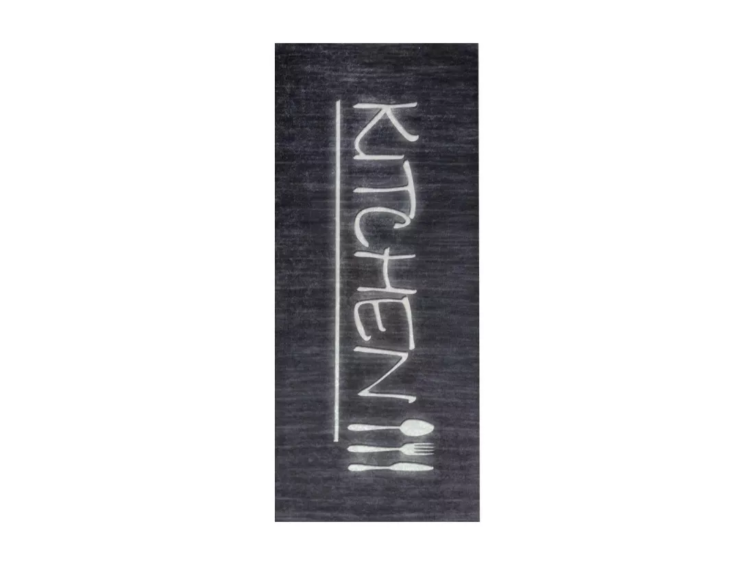 Tapis de cuisine 60x90 cm Polyester Kitchen Noir