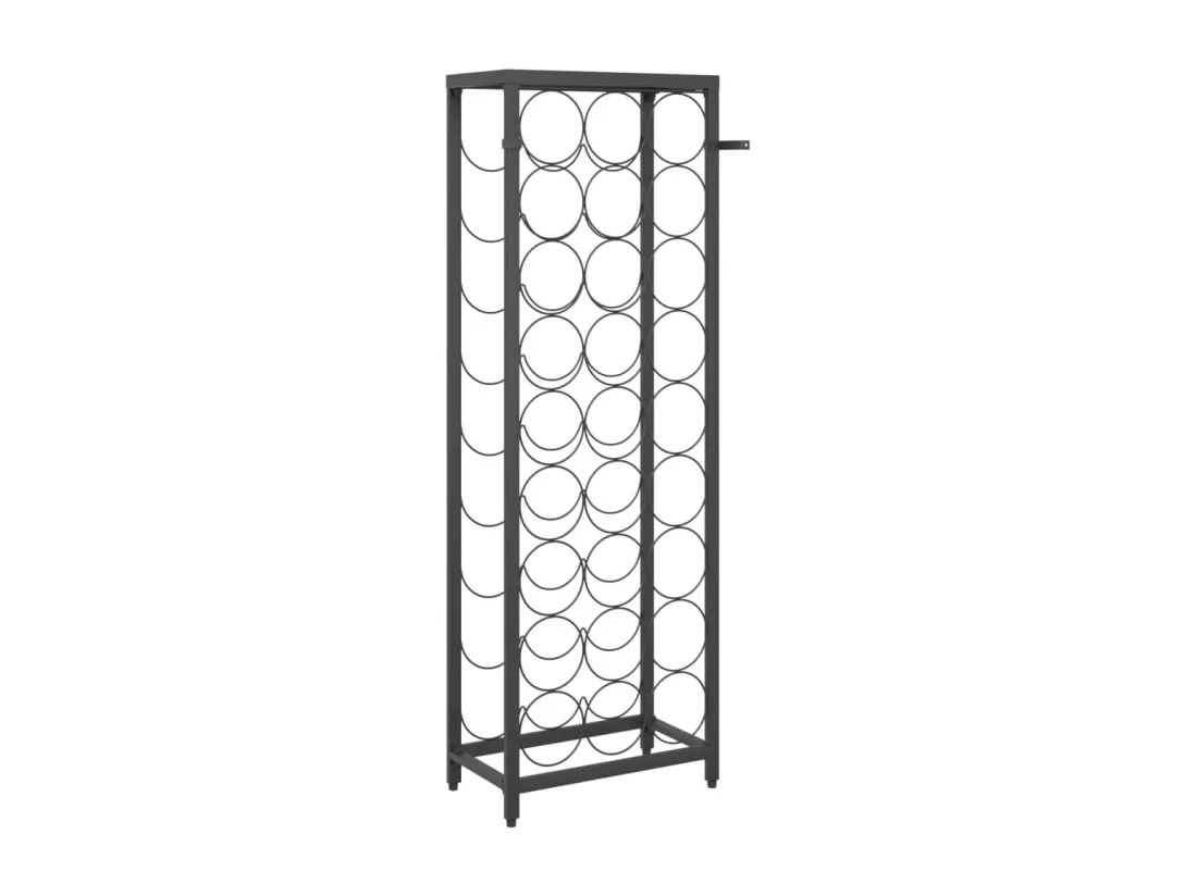 Casier à bouteilles de 27 bouteilles noir 34x18x100cm fer forgé