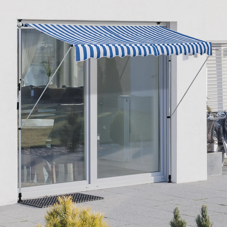 Outsunny Klemmmarkise mit Faltarm blau