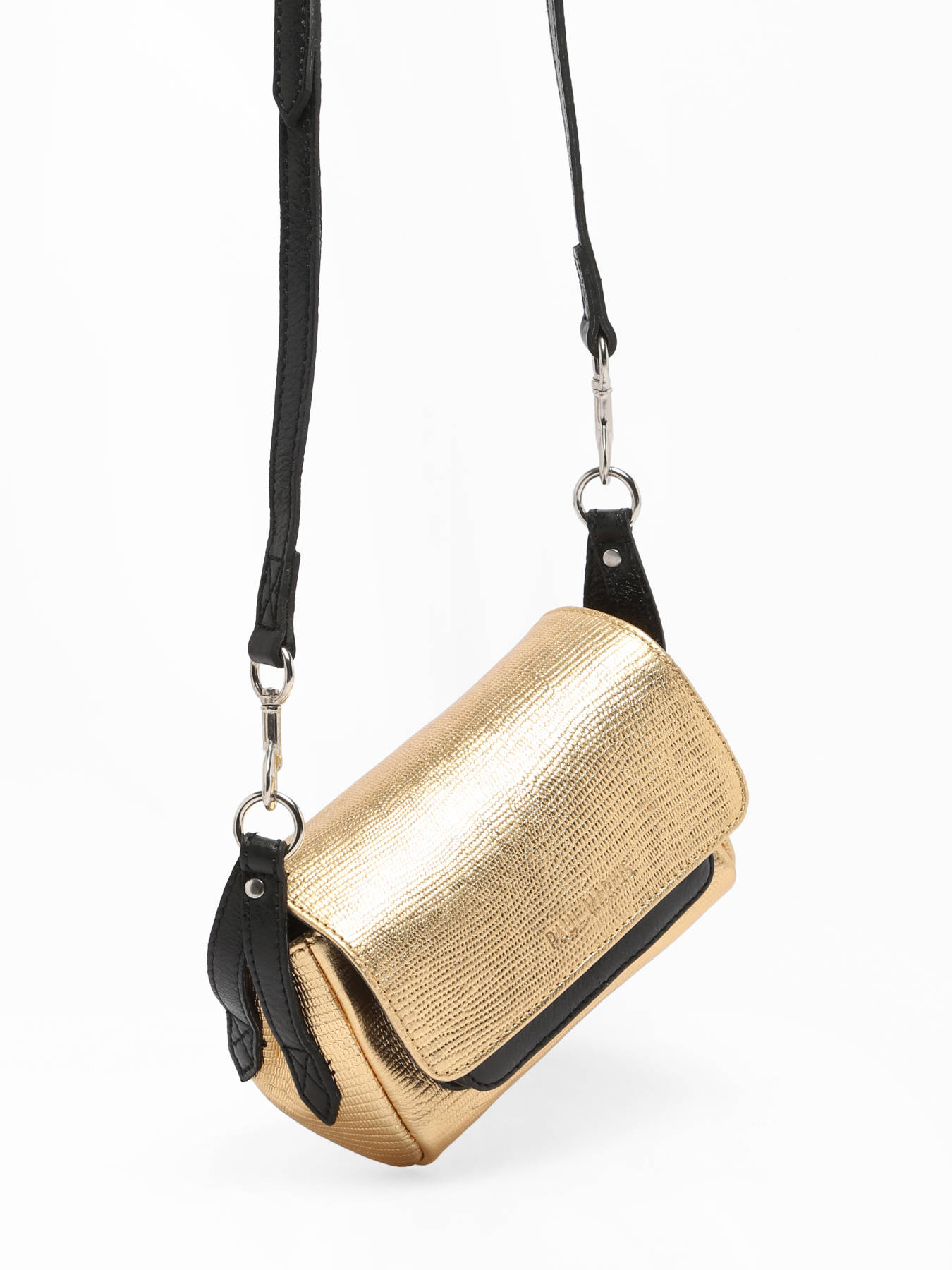 Sac bandoulire Diane XS Noir Or cuir PAUL MARIUS