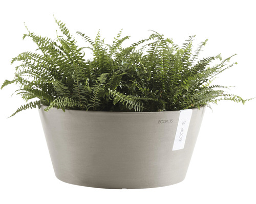 Ecopots Frankfurt plantenbak, kunststof, Ø 30,5 cm, H 15 cm, bruingrijs