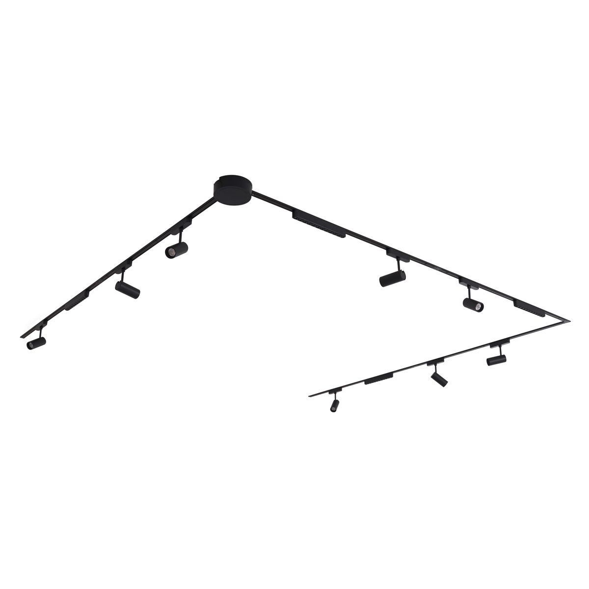 Railsysteem met 8 spots en 4 plafondlampen zwart 1-fase - Magnetic Gert Puntua