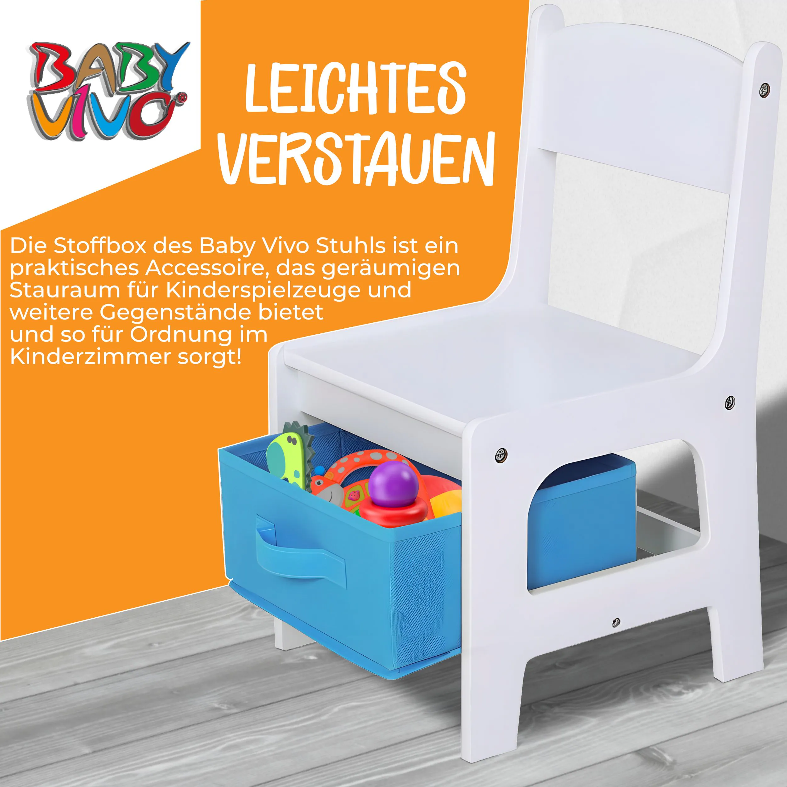 Baby Vivo Kindersitzgruppe mit multifunktionalem Tisch und 2 Stühlen aus Holz - Max
