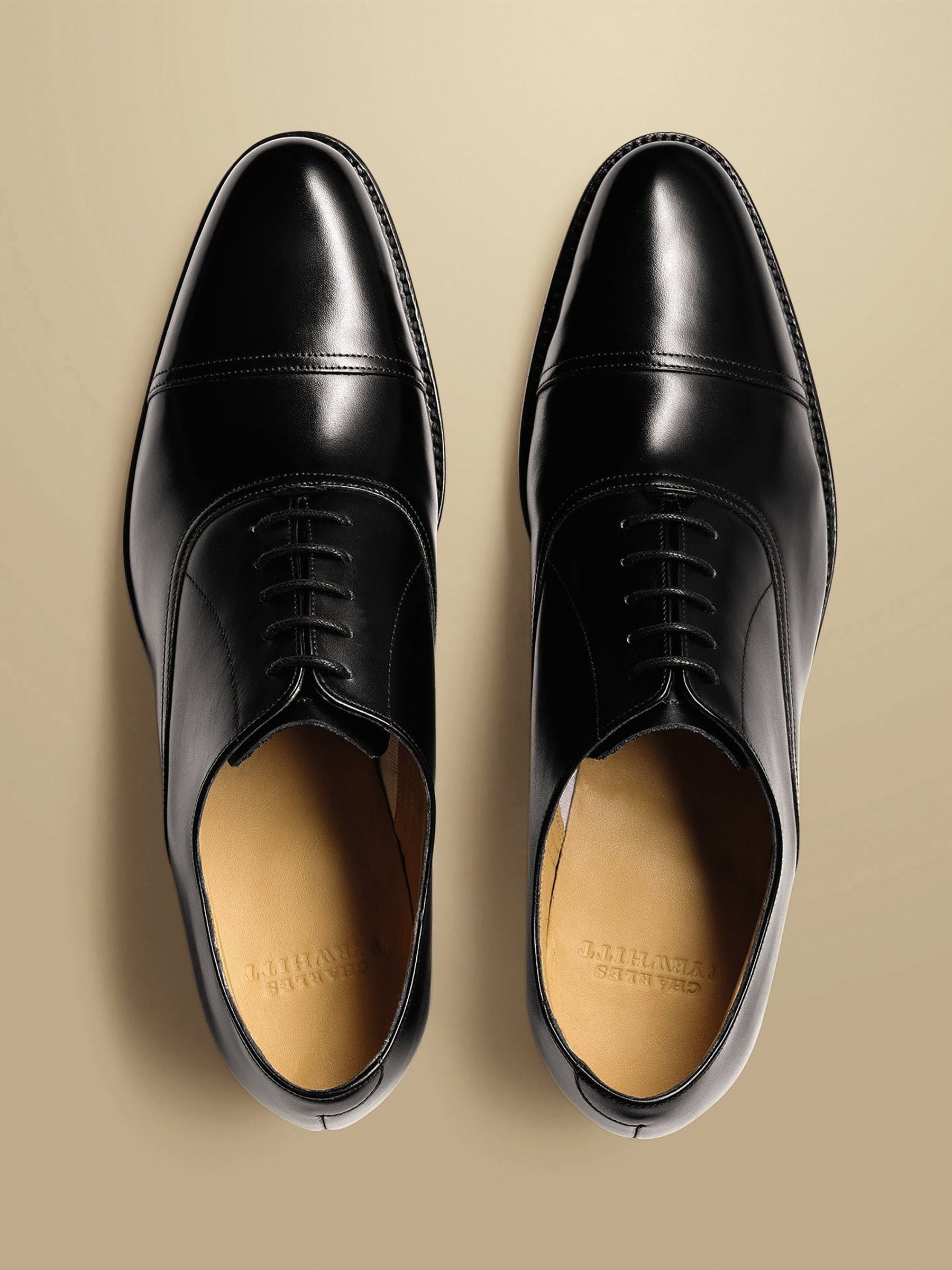 Zwart - Charles Tyrwhitt - Leren Oxford-schoenen