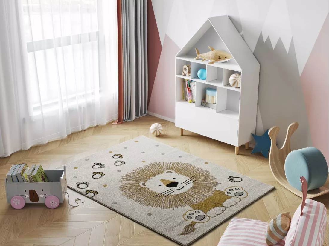Tapis intérieur - enfant lion - blanc - 120 x 170 cm - BEATS
