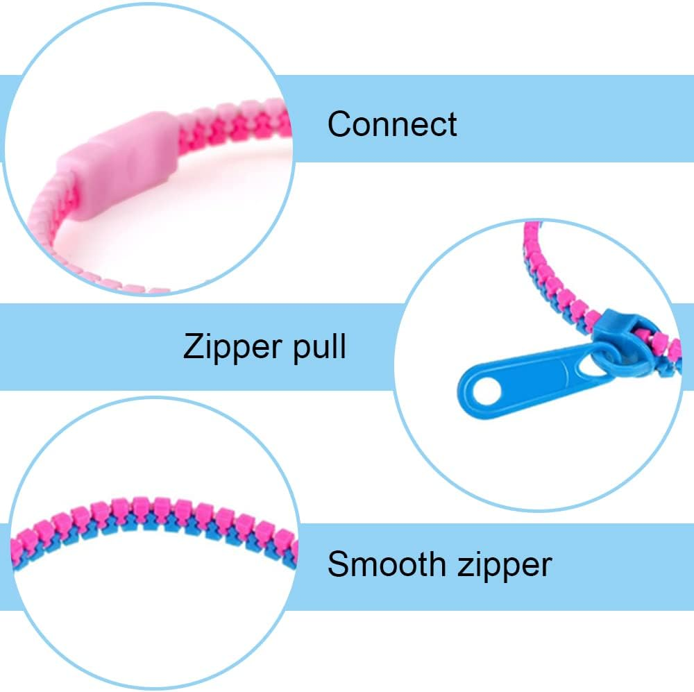 (20cm) Kinder Reissverschluss Armband Anti-Stress Zip Band Geburtstag Mitgebsel Freundschaftsarmband - Pink / Blau