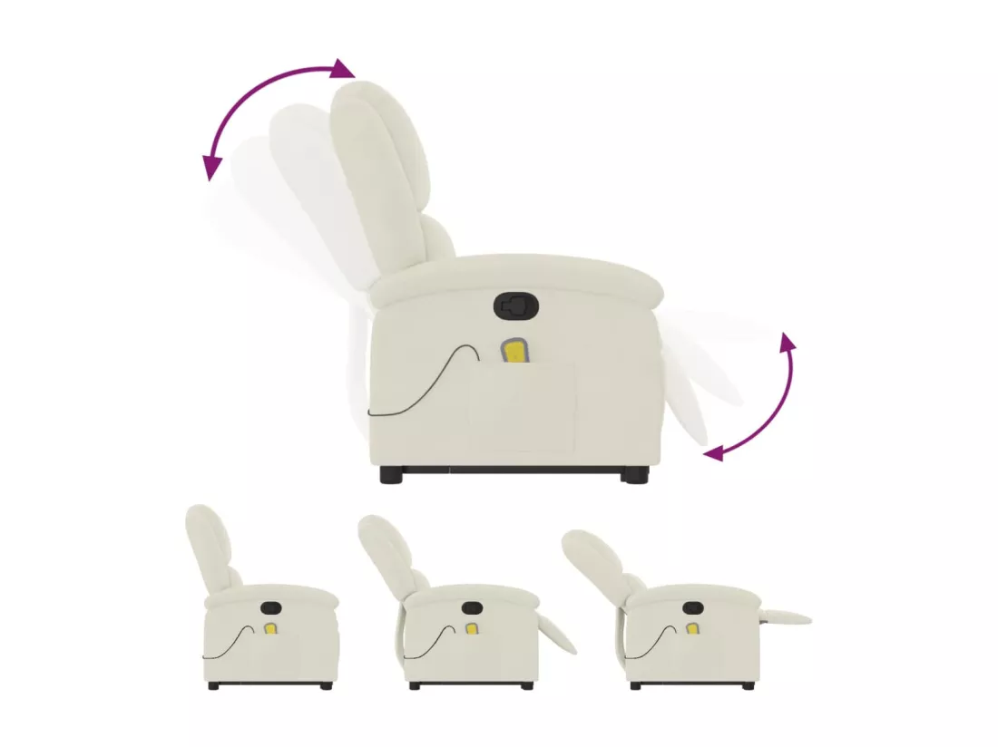 Fauteuil massant inclinable Crème Velours