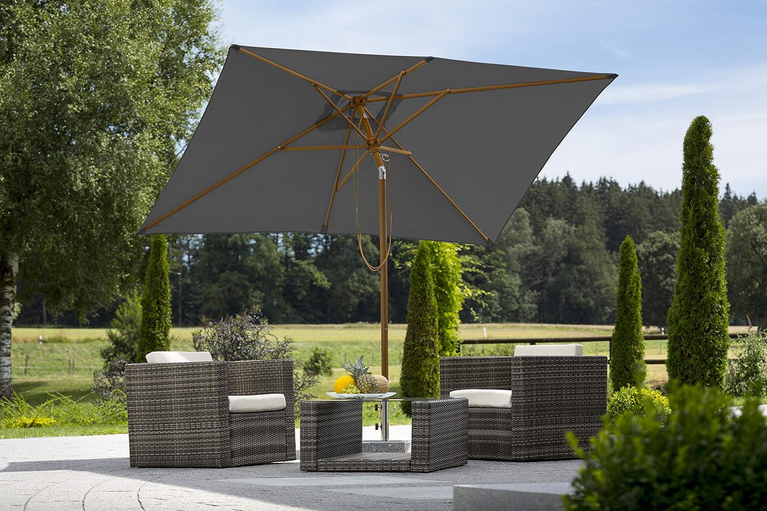 Schneider Sonnenschirm Malaga, anthrazit, 300 x 200 cm rechteckig, 615-15, Gestell Alu/Stahl, Bespannung Polyester, 6.9 kg