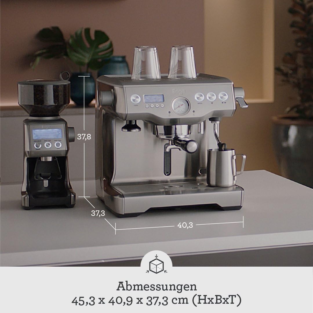 Sage - The Dual Boiler - Kaffeemaschine mit manuellem Milchaufschäumer und Dual-Boiler System - Mit Timer und Temperaturkontrolle - 2200 W, max. 15 Bar, Espresso- & Dampfboiler - Gebürsteter Edelstahl