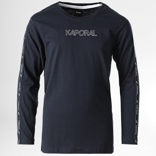 Tee Shirt Manches Longues A Bandes Enfant Mamba Bleu Marine