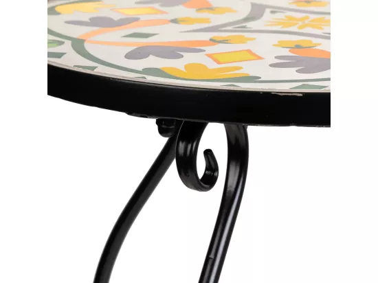 Support en mosaïque et fer forgé noir d35x60h
