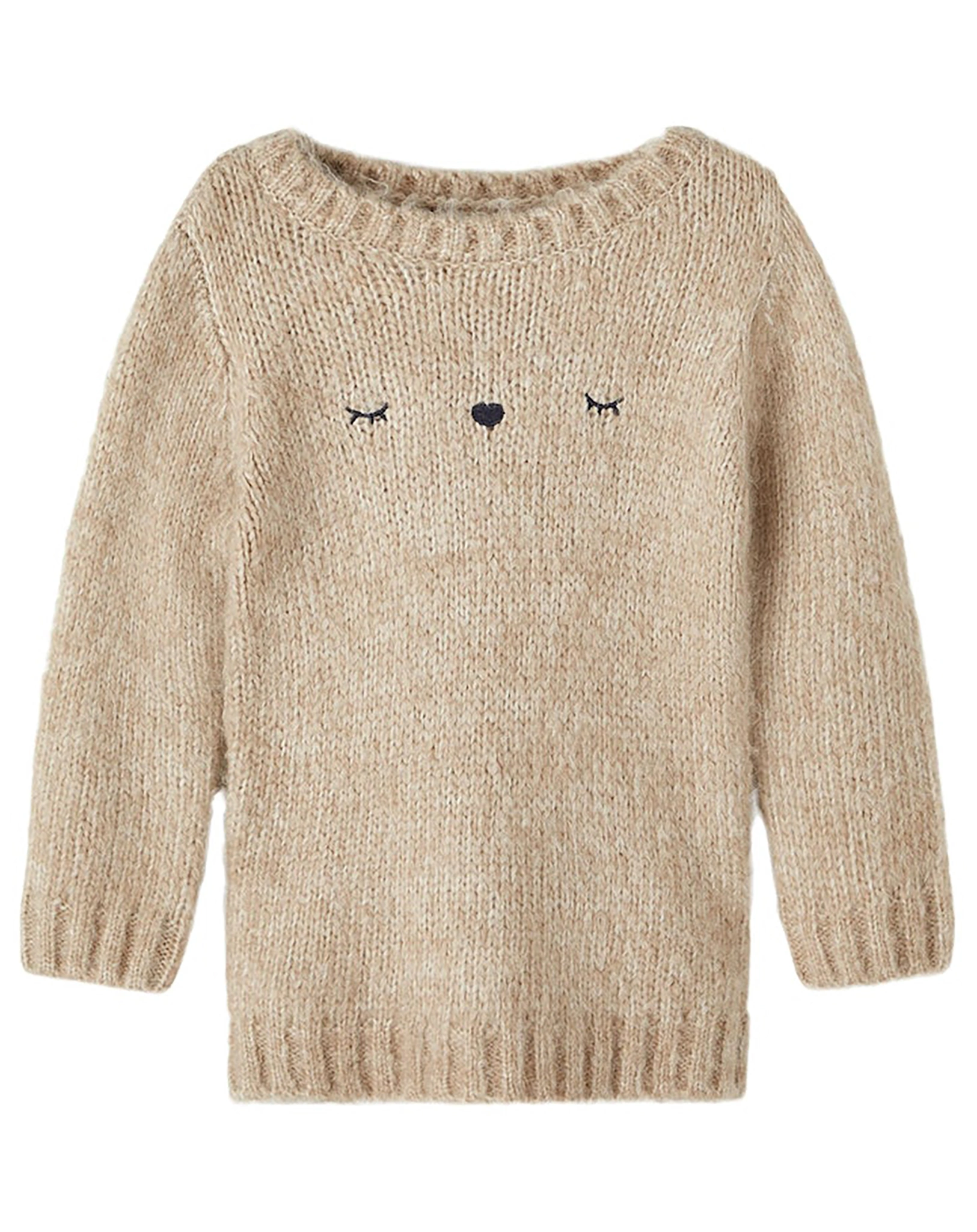 Strickpullover NMFOLASNA FACE in oxford tan