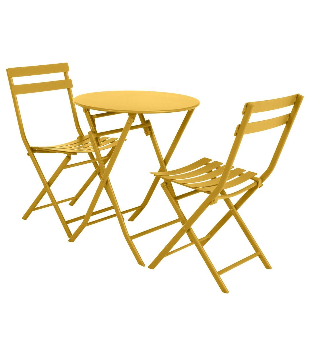 Table de jardin pliante ronde Greensboro - 2 Places - Jaune moutarde