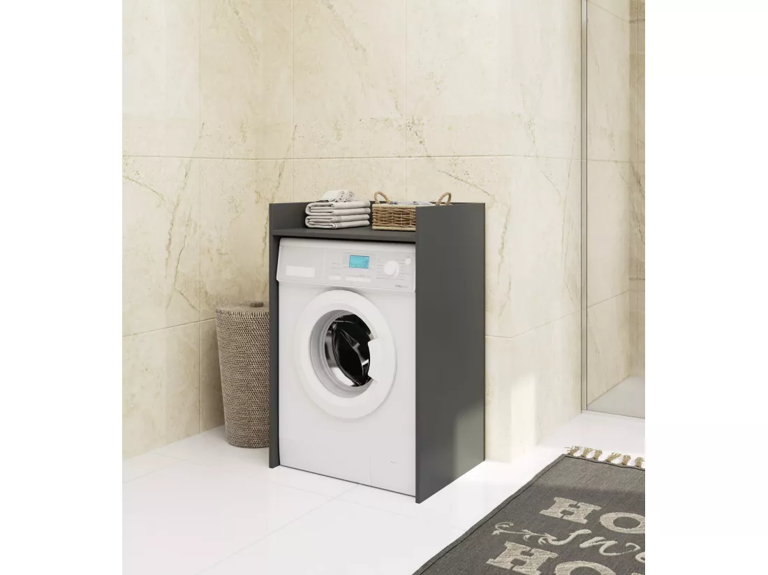 meuble machine a laver 64x50x98 cm 1 étagère gris anthracite