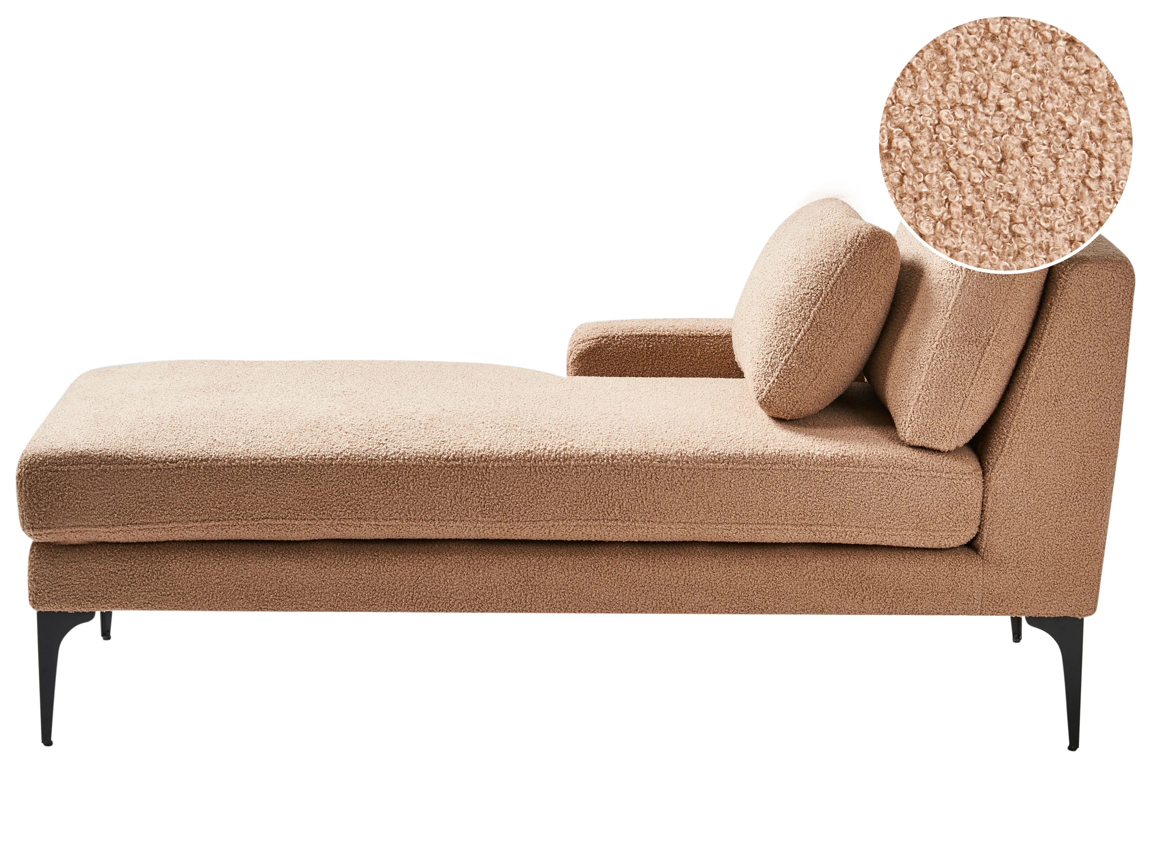 Rechtszijdige chaise longue EWRON Bouclé Zandbeige