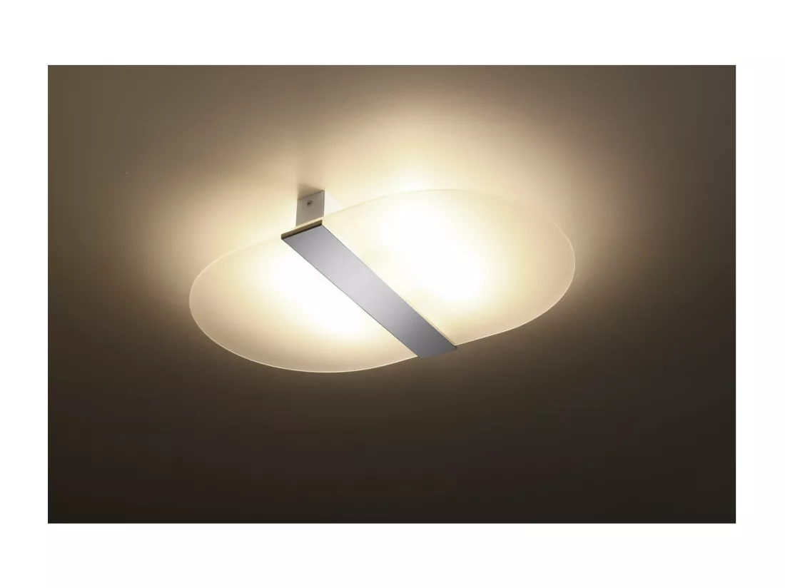 Sollux Lighting Salia Plafonnier décoratif affleurant, blanc, chrome, 2x G9