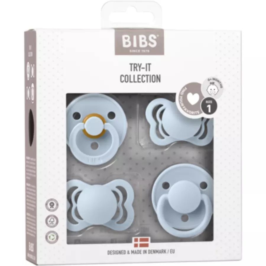 BIBS® Schnuller Try-it Kollektion Baby blue 0-6 Monate, 4 Stk.