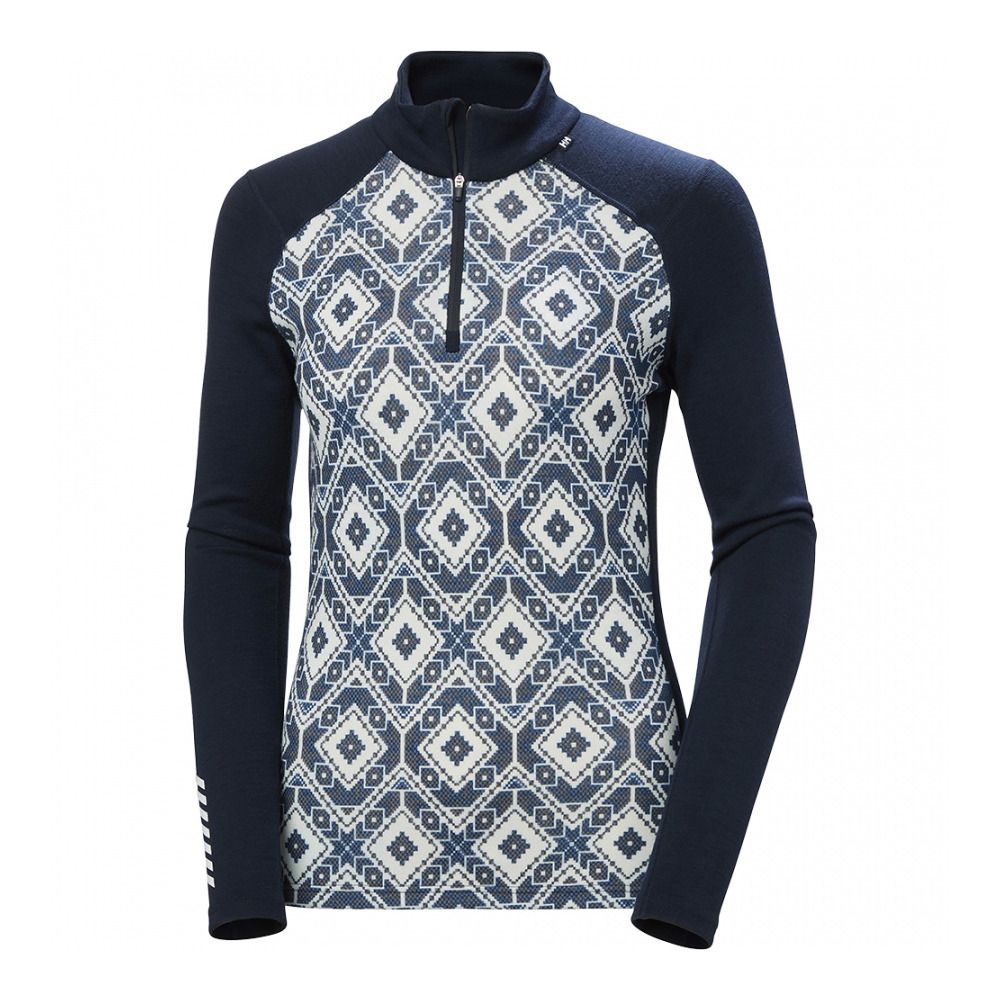 Helly Hansen LIFA MERINO MIDWEIGHT GRAPHIC 1/2 ZIP - Sous-couche Femme navy star pixel