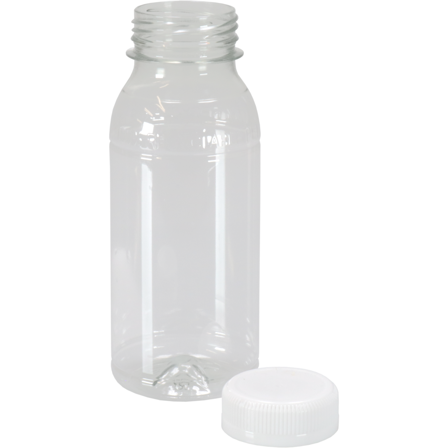 Fles, petfles, Gerecycled PET, met vaste dop, 250ml, transparant/wit
