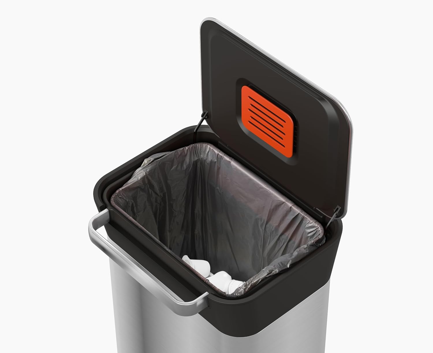 Joseph Joseph Intelligent Waste Titan Müllkompressor, Küchenabfalleimer mit Geruchsfilter, fasst nach der Verdichtung bis zu 90 l, Edelstahl, 30 l