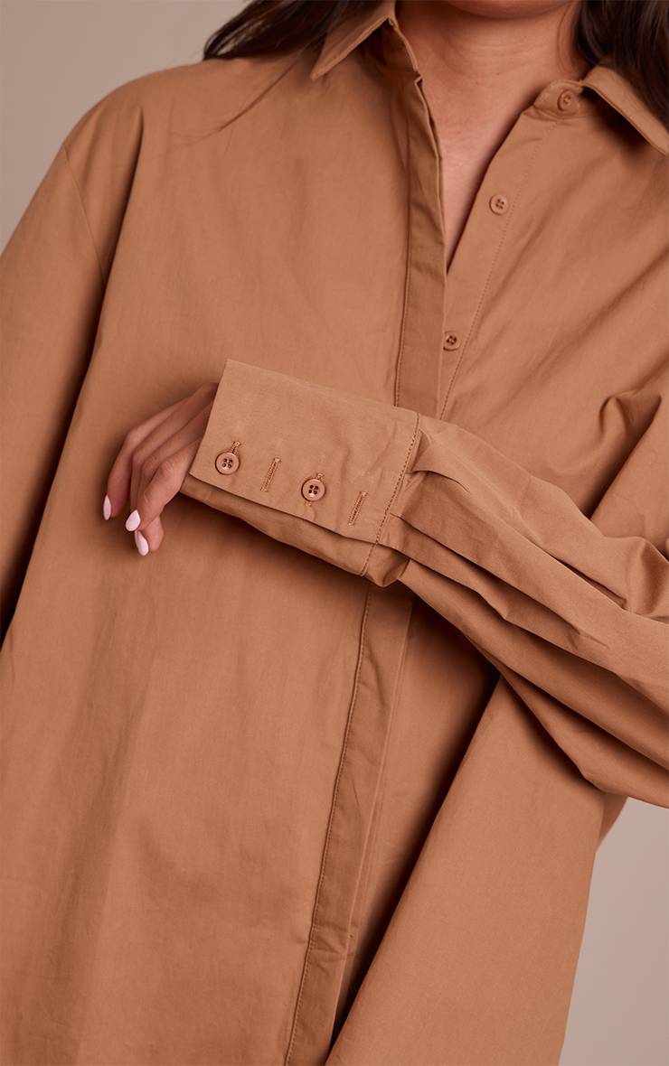 Marron Chemise En Coton À Poignets Surdimensionnés