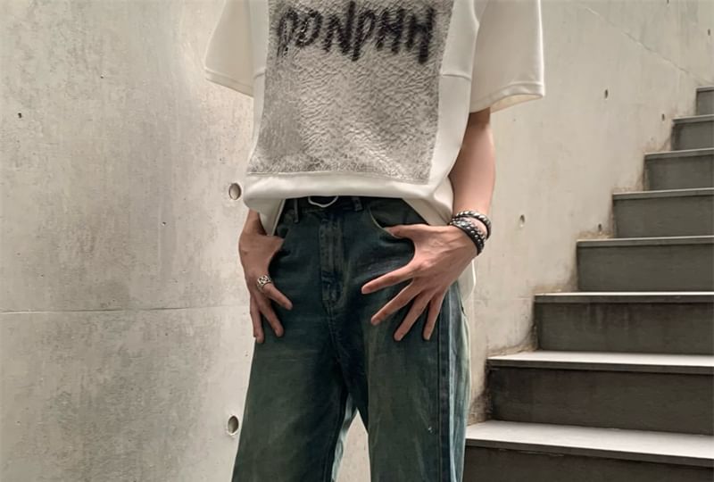 Maviyn - Mid Rise Washed Wide Leg Jeans