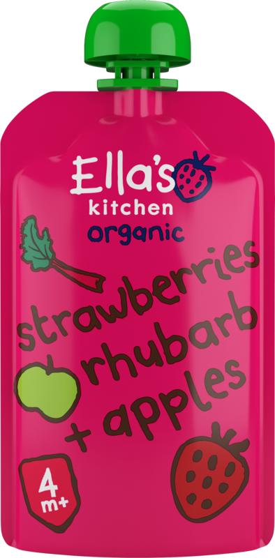 Ella’s Kitchen Strawberry rhubarb & apples 4+ mnd knijpz bio (120 gr)