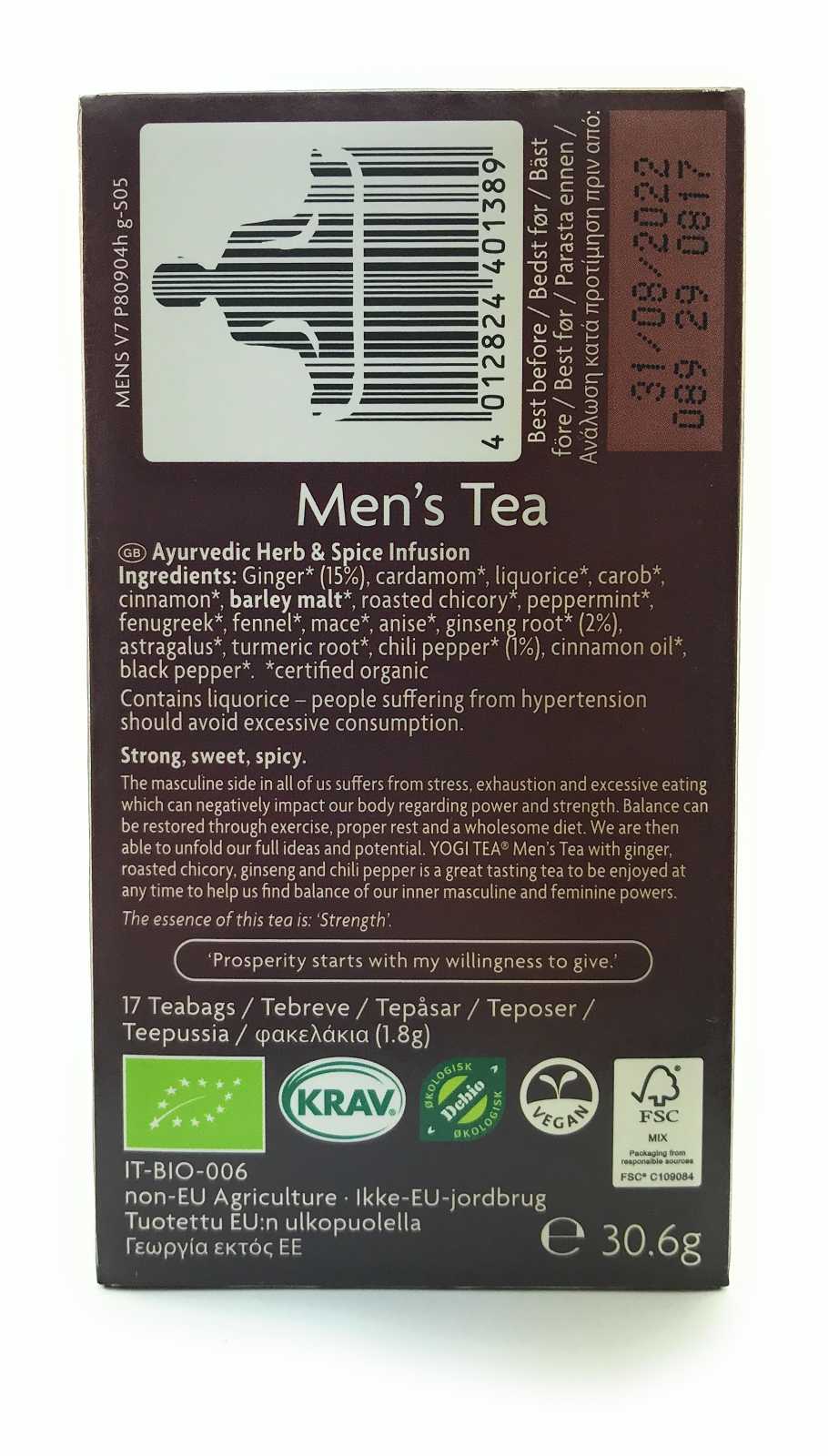 Chá Yogi Tea Masculino - 17 Saquinhos de Chá