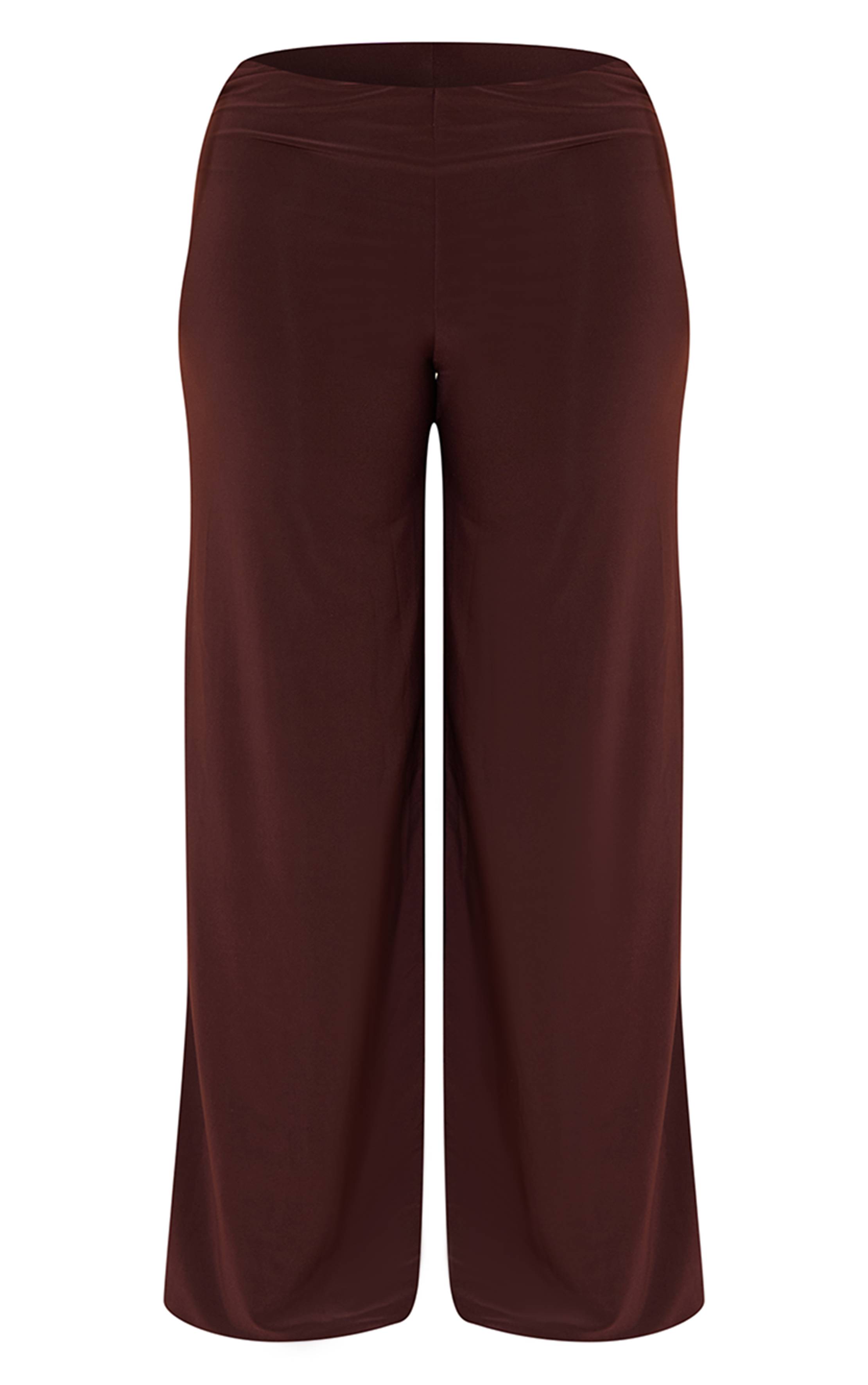Chocolat Pantalon Large Taille Haute Crème Beurre Sculptant