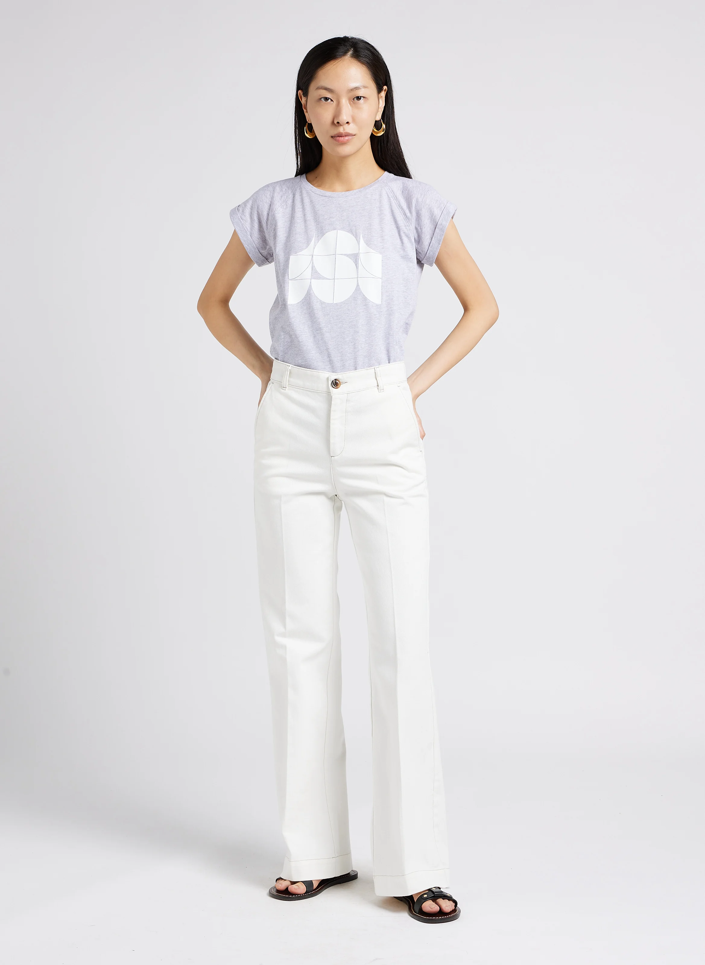VALENTINA - Tee-shirt col rond en coton | Gris