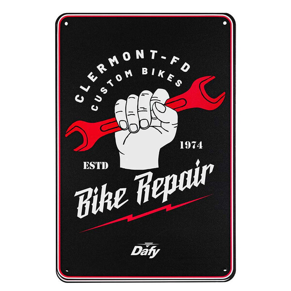 Dafy Moto - Plaque Vintage Bike Repair Noir / Blanc / Rouge