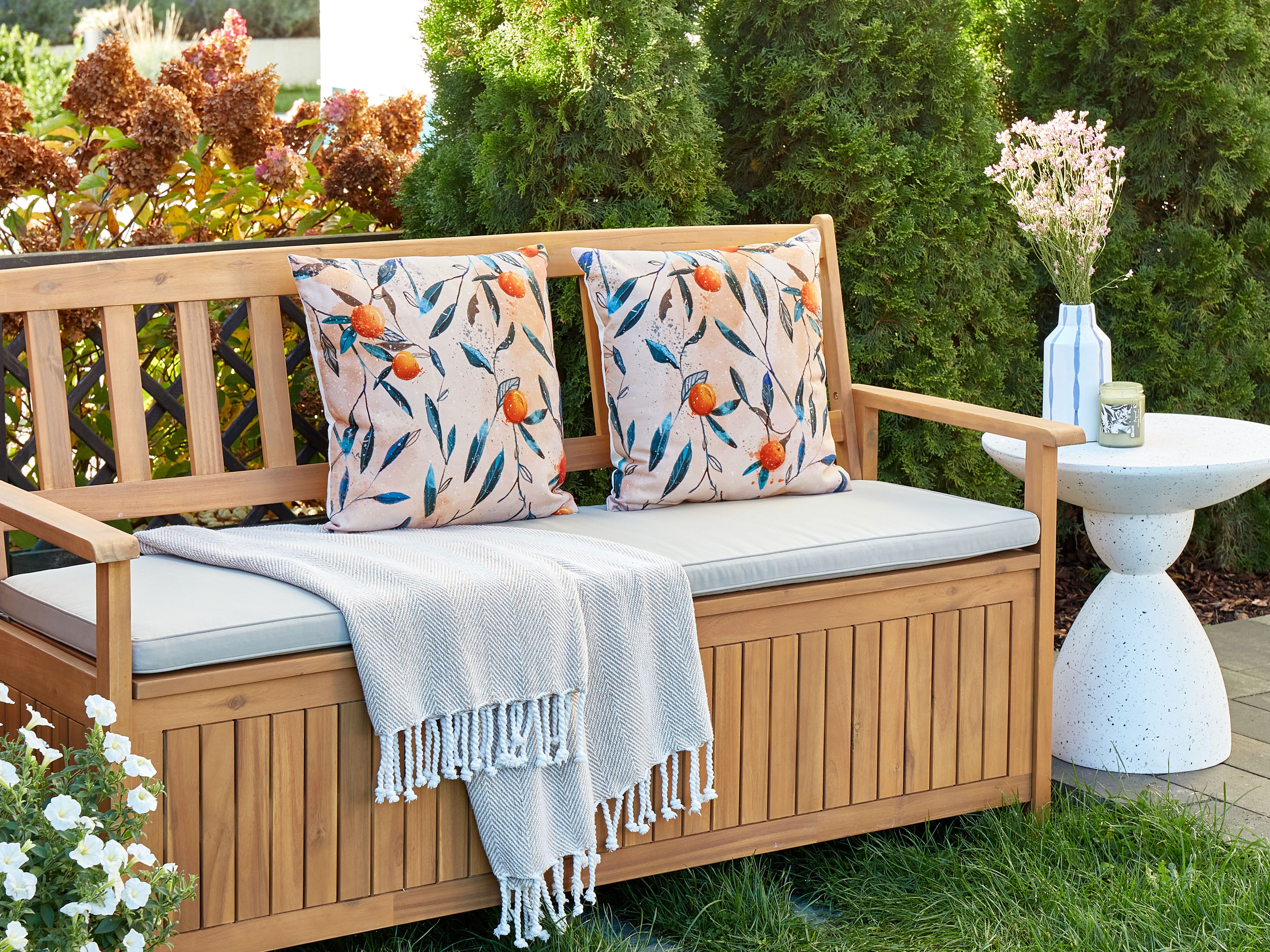 Set van 2 tuinkussens PIALPETTA bladpatroon 45 x 45 cm Oranje