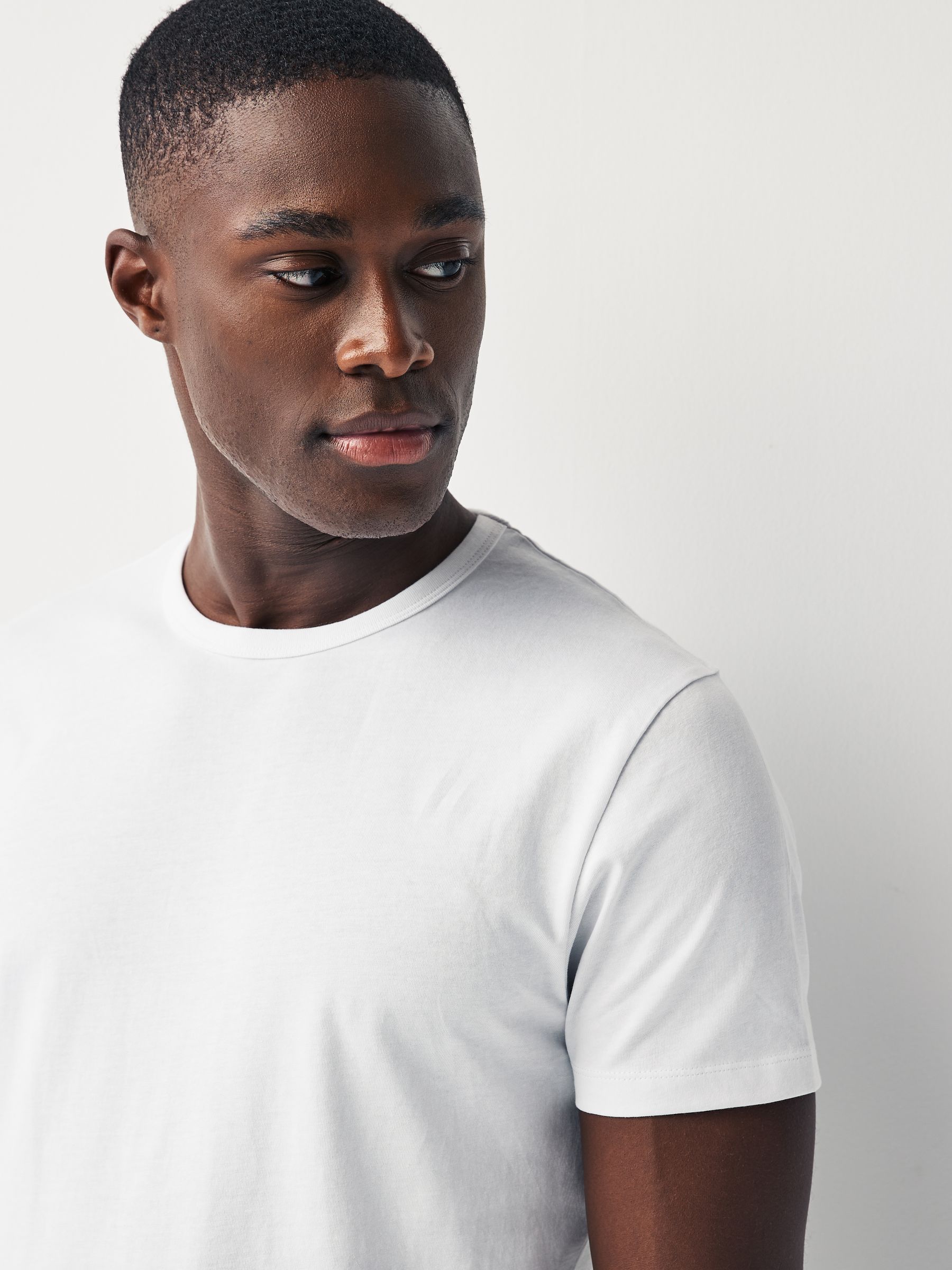 Zwart/gemêleerd grijs/wit/marineblauwe - Slim Fit - Set van 5 100% katoenen T-shirts met laagjes