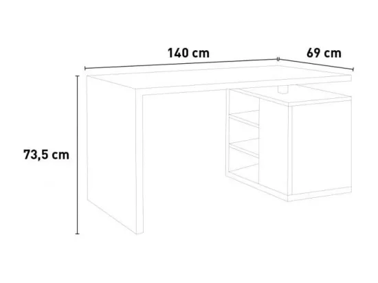 Bureau bois etagere porte 140x69cm moderne robuste PLATOCH