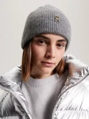 Gorro de malha canelada com monograma TH