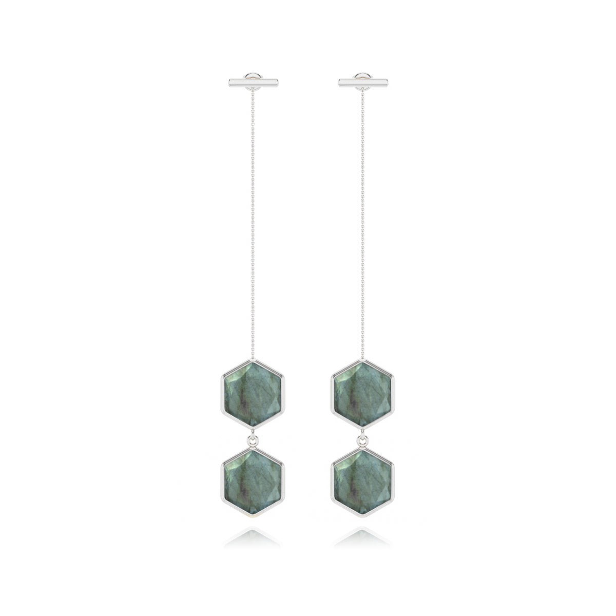 Boucles d'Oreilles Pendantes Labradorite sur Argent 925 | Aden Boutique