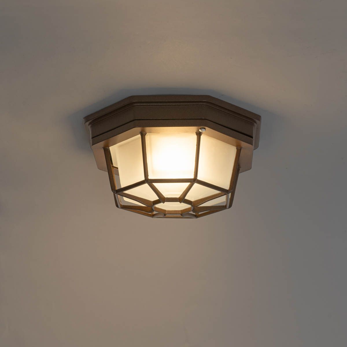 Landelijke plafondlamp roestbruin 21,3 cm IP44 - Bri